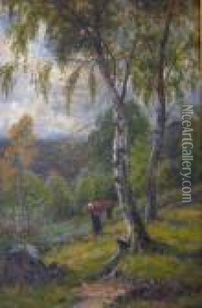 Gathering Firewood Oil Painting - Louis Bosworth Hurt