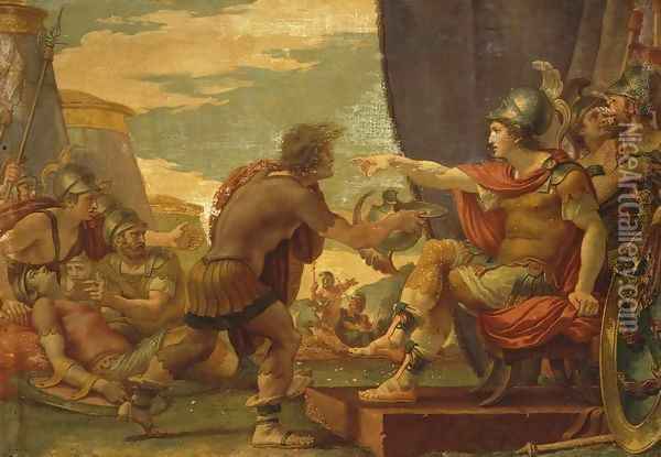 Alexander the Great Refuses to Take Water Oil Painting - Giuseppe Cades