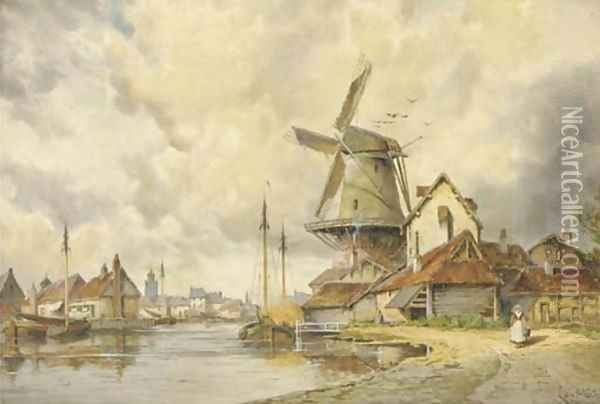 View of a Dutch town Oil Painting - Hermanus Koekkoek