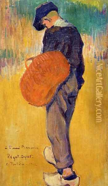 Breton Boy with Basket Oil Painting - Jean-Bertrand Pegot-Ogier