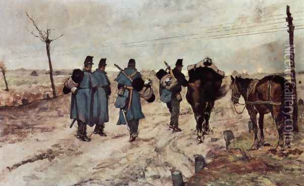 Marschierende soldiers Oil Painting - Giovanni Fattori