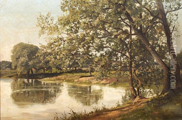 The Brent At Brentford Oil Painting - Auguste Ballin