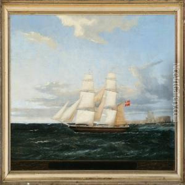 A Two-mastered Brig Oil Painting - Jens Thielsen Locher