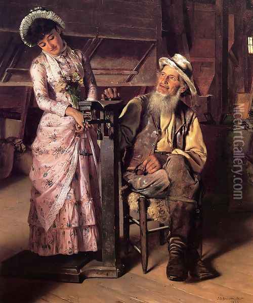 A New Weight Oil Painting - John George Brown