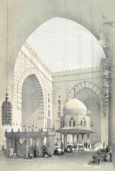Interior of the Mosque of Sultan Hasan in Cairo Oil Painting - Owen Jones