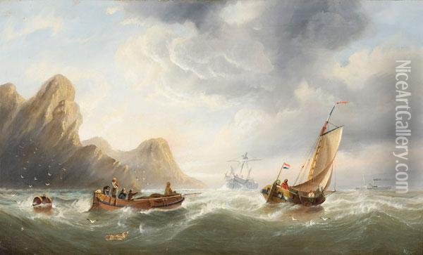 Veduta Costiera Con Navi E Pescatori Oil Painting - William Daniel Penny