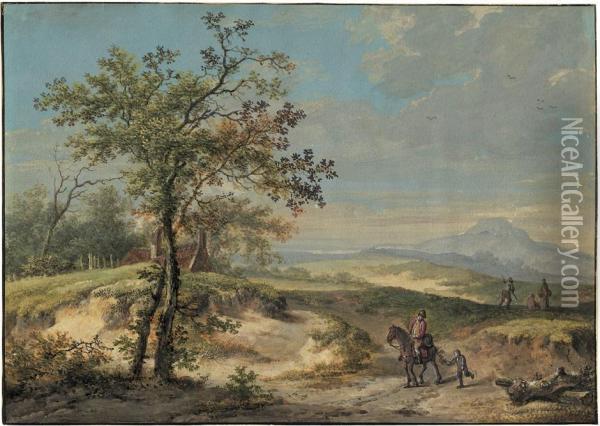 Weite Landschaft Mit Reiter Oil Painting - Pieter Bartholomeusz. Barbiers IV