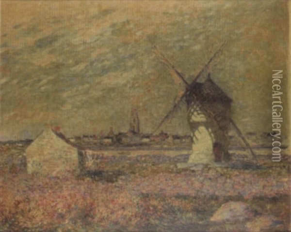 Le Moulin De La Masse, Bourg De Batz Oil Painting - Ferdinand du Puigaudeau