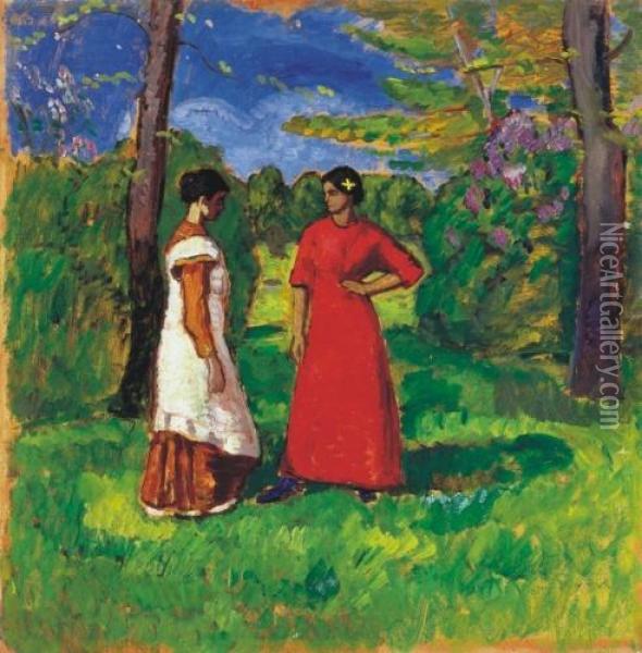 Girls From Kecskemet, About 1912 Oil Painting - Bela Ivanyi Grunwald