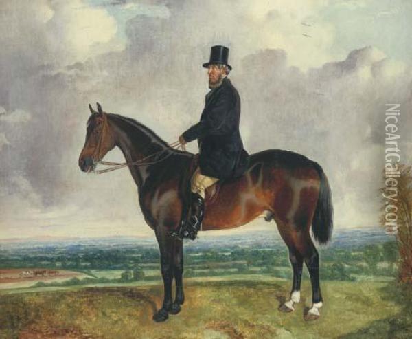 Portrait D'un Cavalier Dans Un Paysage Oil Painting - John Whetten Ehninger