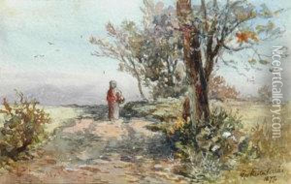 Figure On A Track Beneath Trees Oil Painting - George Straton Ferrier