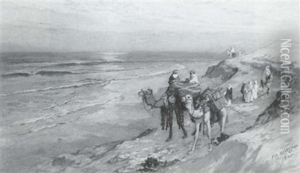 Sur La Cote De Tanger L'atlantique Oil Painting - Frederick Arthur Bridgman