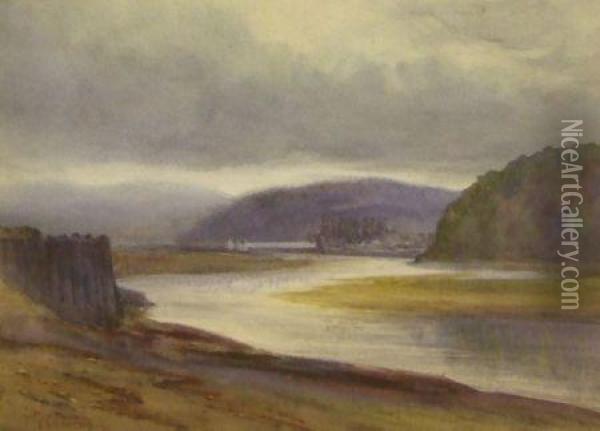 Mountain River Landscape Oil Painting - George Cockram