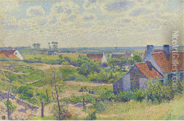 Paysage Avec Maisons Oil Painting - Theo van Rysselberghe