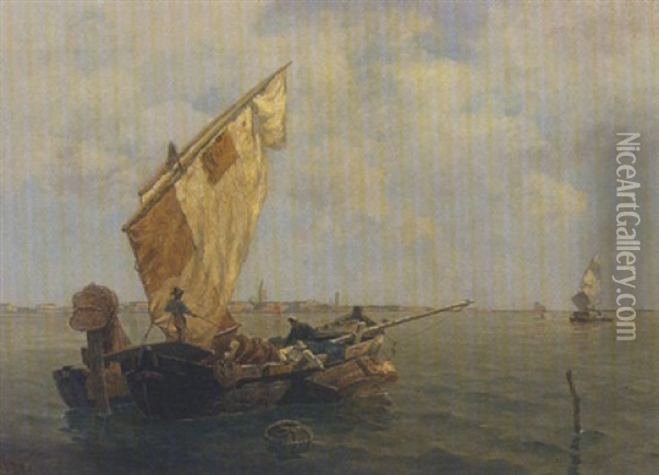 Fischerboote In Der Lagune Vor Venedig Oil Painting - Ludwig Dill