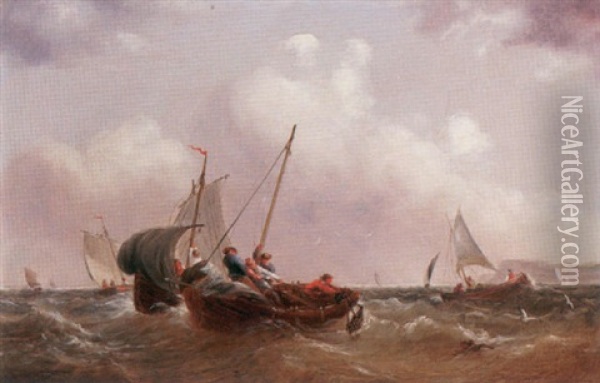 Hauling In The Nets Oil Painting - Henry Redmore