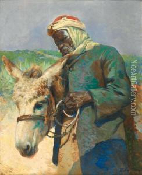 Africain Menant Son Ane Oil Painting - Daniel Cortes Perez