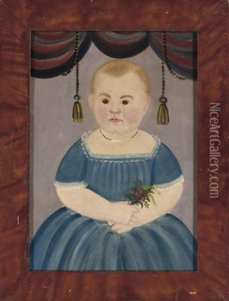 Portrait Of A Child In A Blue Dress Oil Painting - William Matthew Prior