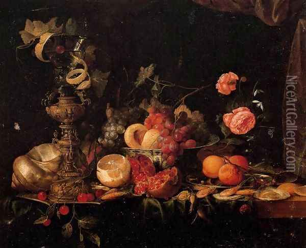 Still-Life with Flowers and Fruit Oil Painting - Jan Davidsz. De Heem