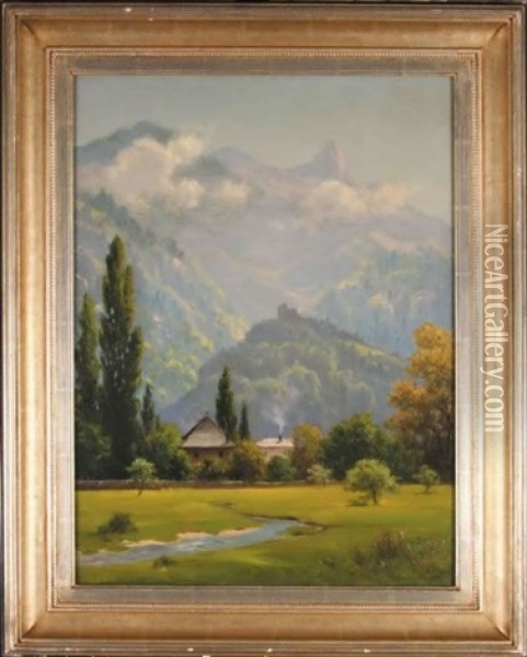 U Podnoza Gor Oil Painting - Otto-Friedrich Leu