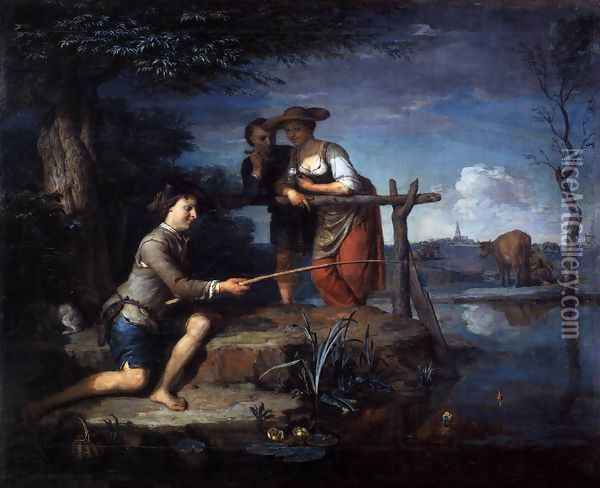 Angler c. 1700 Oil Painting - Carel de Moor
