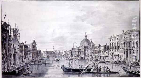 View of the Grand Canal, Venice, c.1800 Oil Painting - Francesco Triconi