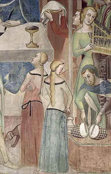 Satan Asking God to Tempt Job (detail of musicians) 1356-67 Oil Painting - Manfredi de Battilor Bartolo Di Fredi Fredi