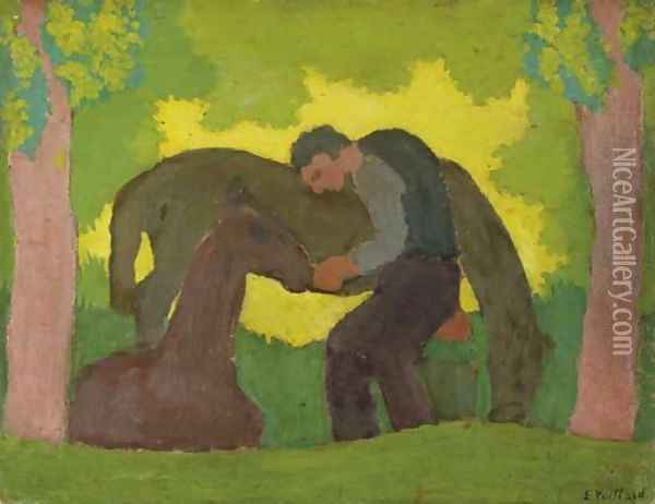 L'homme et les deux chevaux Oil Painting - Jean-Edouard Vuillard