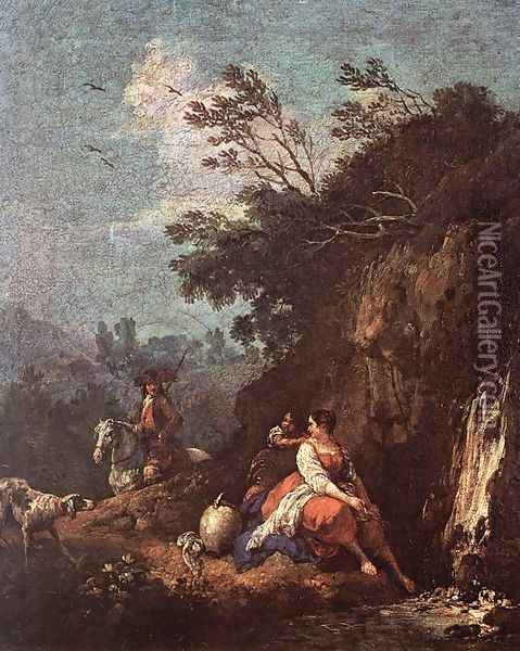Landscape with a Rider Oil Painting - Francesco Zuccarelli