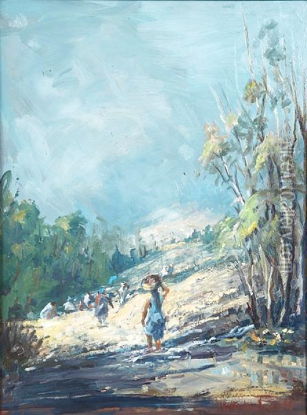 Indian Water Carriers Oil Painting - A. Elizabeth Kelly
