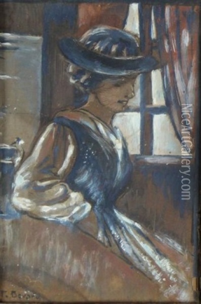 Femme Au Chapeau Oil Painting - Fortune Bovard