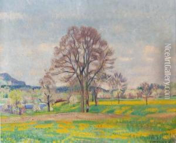 Fruhlingslandschaft Bei Moosseedorf. Oil Painting - Emil Cardinaux