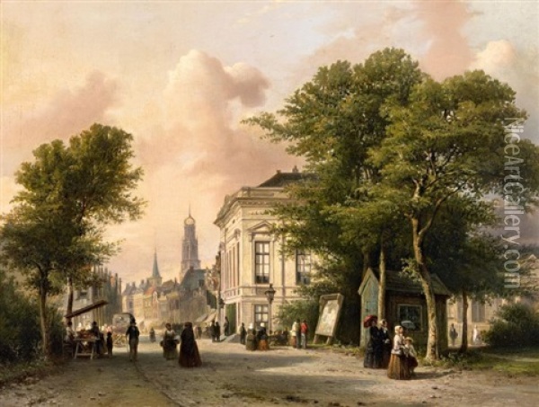 Utrecht, Mariaplaats Mit Dem Haus Fur Kunst Und Wissenschaft Oil Painting - Elias Pieter van Bommel