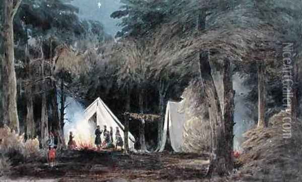 Encampment of Duryeas Zouaves Virginia 1862 Oil Painting - William the Younger MacIlvaine