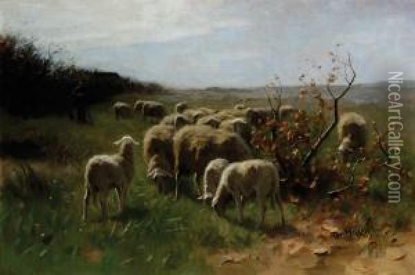 A Shepherd With A Flock Ofsheep Oil Painting - Francois Pieter ter Meulen