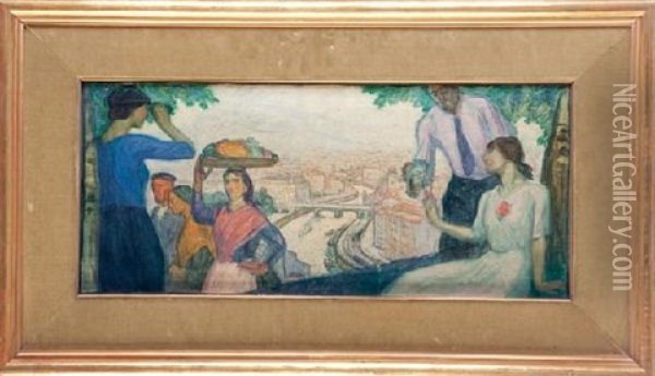 Romeria En Begona (boceto) Oil Painting - Aurelio Arteta Y Errasti