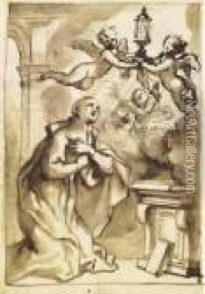 Santo In Estasi Oil Painting - Domenico Piola