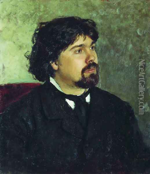 Portrait of the painter Vasily Ivanovich Surikov Oil Painting - Ilya Efimovich Efimovich Repin