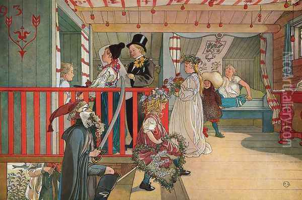Nameday at the Storage House Oil Painting - Carl Larsson