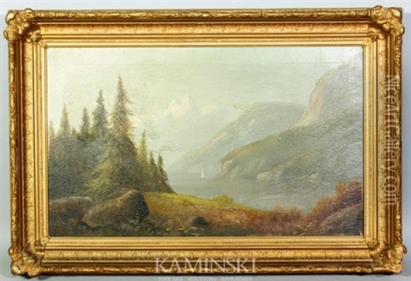 Lake And Mountain Scene Oil Painting - Gunther Hartwick