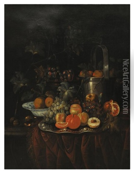 Still Life With Fruit Oil Painting - Huybert van Westhoven