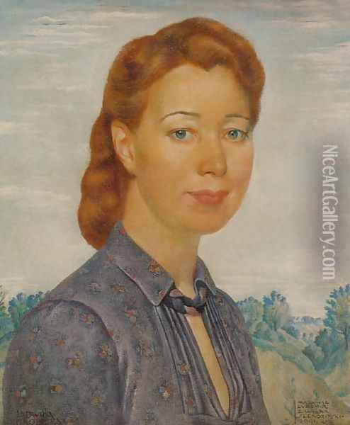 Portrait of Jadwiga Grobicka Oil Painting - Ludomir Slendzinski
