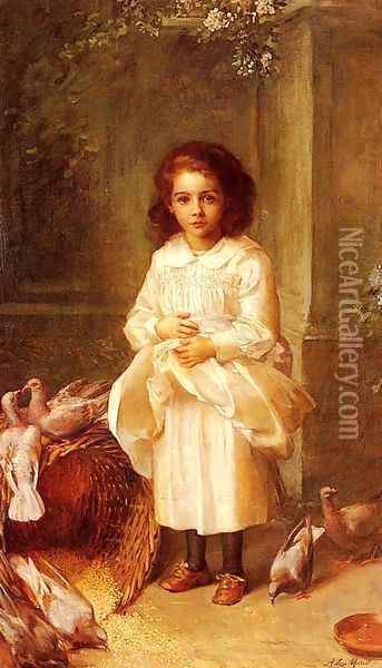 Portrait Of Miss Ethel D Arcy Aged 6 Oil Painting - Anna Lea Merritt