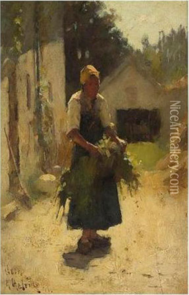 A French Peasant Oil Painting - Arthur Melville