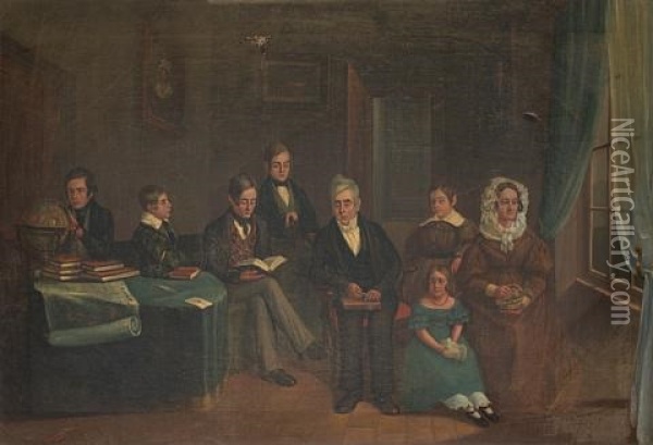 A Family Portrait Oil Painting - Philip John Ouless
