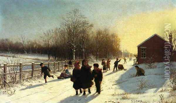 School's Out, 1882 Oil Painting - Samuel S. Carr