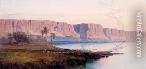 Kasr-es-saiyyad Oil Painting - Edward Lear