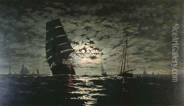Moonlight Marine Oil Painting - Franklin Stanwood