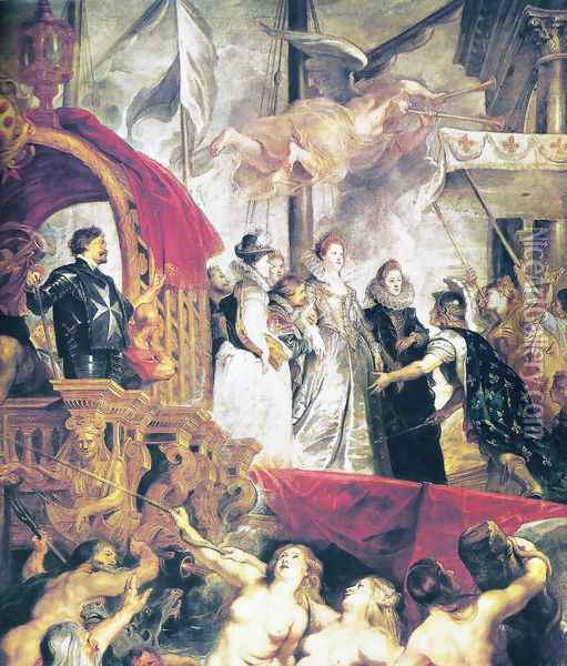 Arrival of Maria of Medici & Henry to Lyon Oil Painting - Peter Paul Rubens