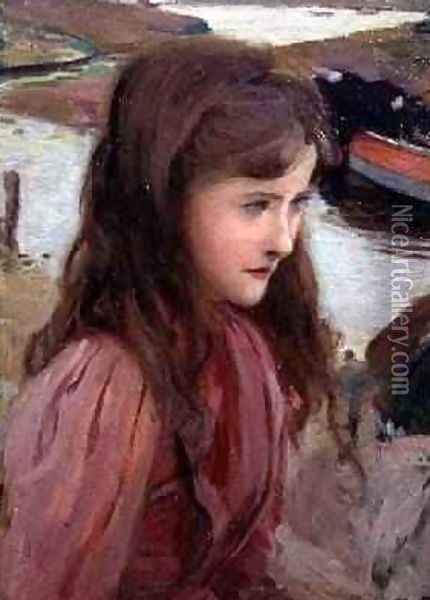 Study of a Young Girl 1898 Oil Painting - Harrington Mann